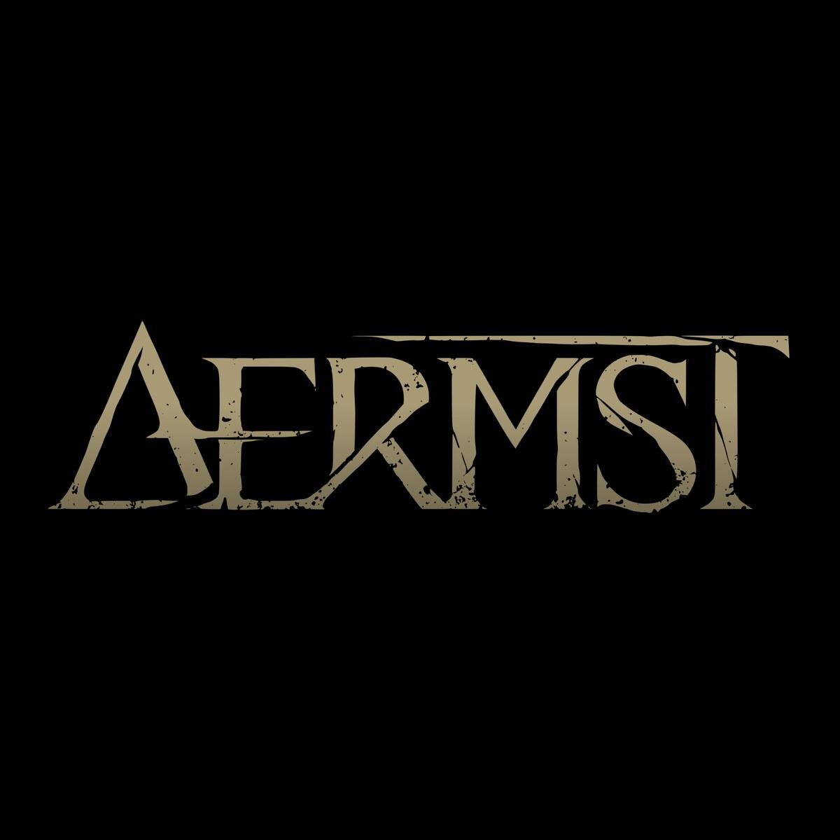 Logotipo do Aermst, projeto suíço de death metal melódico, em letras claras sobre fundo preto